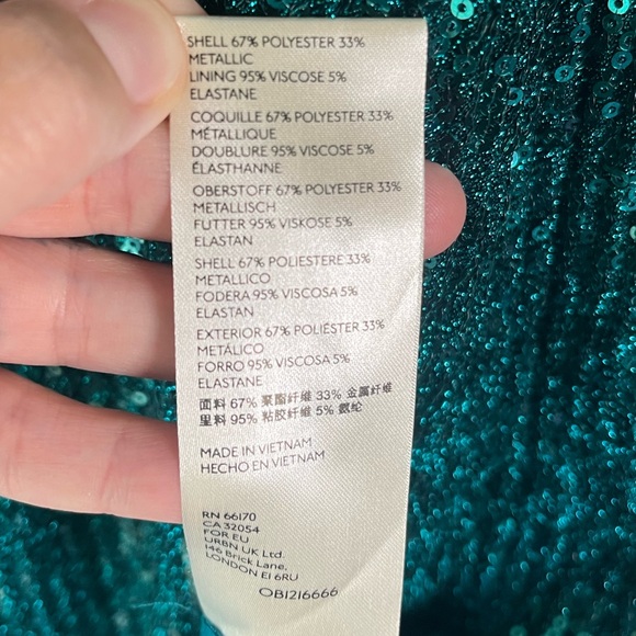 Anthro Maeve Sequin Skirt Blue Teal Turquoise Large - Picture 7 of 8